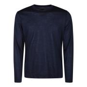 Fedeli Ull Crew Neck Sweater Blue, Herr