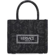 Versace Barocco Jacquard Mini Tote Väska Black, Dam