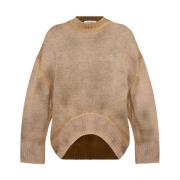 The Attico Brun Crew Neck Tröja med Logotyp Brown, Dam