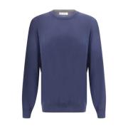 Brunello Cucinelli Navy Blue Crew Neck Sweater Blue, Herr