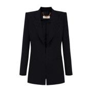 Elisabetta Franchi Strukturerad satinblazer med jacquardmotiv Black, D...