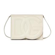 Dolce & Gabbana Vit Läder Quiltad Logoskulderväska White, Dam