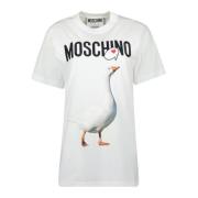 Moschino Vit Gåsprint T-shirt Vår-Sommar 2025 White, Dam