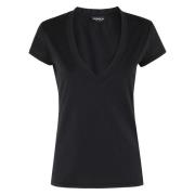 Dondup V-ringad topp i trendig stil Black, Dam