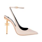 Elisabetta Franchi Spetsig Tå Slingback Hälade Skor Beige, Dam