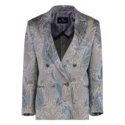 Etro Paisley Revers Dubbelknäppt Jacka Multicolor, Dam