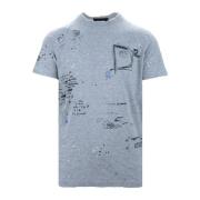 Dsquared2 Herr Grå Basic T-shirt med Ribbad Krage Gray, Herr