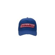 Dsquared2 Broderad Bomull Baseball Cap Velcro Blue, Unisex