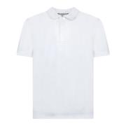 Canali Elegant Polo med Kontrastkrage White, Herr