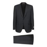 Canali Elegant Svart Mohair Tvåknäppt Kostym Black, Herr