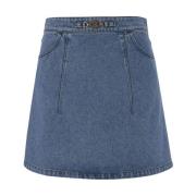 Patou Denim Logo Kjol med Fickor Blue, Dam