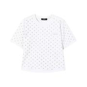 Twinset Boxy T-shirt med Strass Dekoration White, Dam