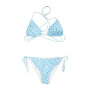 MC2 Saint Barth Blommig Bikini Set med Knytning Blue, Dam