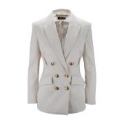 Elisabetta Franchi Guld Knapp Blazer White, Dam