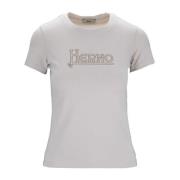 Herno T-shirt med bladlogo, korta ärmar Beige, Dam