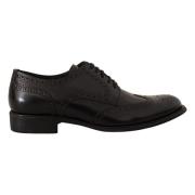 Dolce & Gabbana Elegant Wingtip Derby Oxford Skor Black, Herr