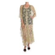 Dolce & Gabbana Gyllene Blommig Spets Kaftan Sommarklänning Yellow, Da...