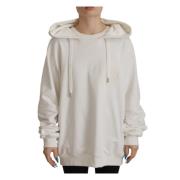 Dolce & Gabbana Lyxig Vit Hoodie Statement Piece White, Dam