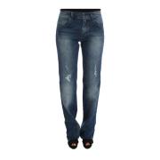 Ermanno Scervino Chic Slim Fit Straight Leg Jeans Blue, Dam