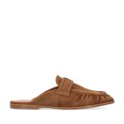 PINKO Suede Logo Mules Sandaler Brown, Dam