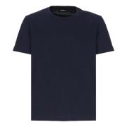 Dondup Blå Bomull T-shirt med Rund Hals Blue, Herr