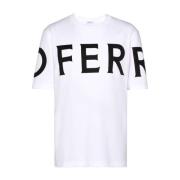 Salvatore Ferragamo Logo Print Vit T-shirts och Polos White, Herr