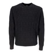 HUF Svart Jacquard Crew Sweater Black, Herr