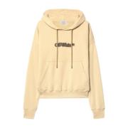 Off White Arrow Skate Hoodie Beige Ribbad Slim Fit Beige, Herr