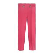 Elisabetta Franchi Guld Dragkedja Tapered Fit Byxor Pink, Dam