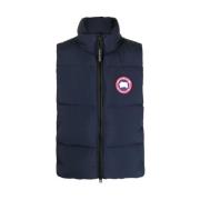 Canada Goose Marinblå Logo-Patch Vadderad Gilet Blue, Herr