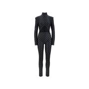 Elisabetta Franchi Guld Logo Dragkedja Jumpsuit Black, Dam