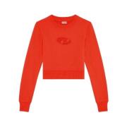 Diesel Röd Logo Cut Out Sweatshirt Red, Dam