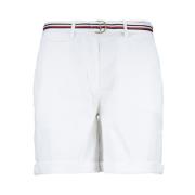 Tommy Hilfiger Knapp Blixtlås Bermuda Shorts White, Dam