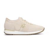 Kazar Damers beige mocka sneakers dekorerade med ett monogram Beige, D...