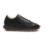 Kazar Dam läder sneakers med en räfflad sula Black, Dam