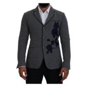 Dolce & Gabbana Slim Fit Ullrosor Blazer Gray, Herr