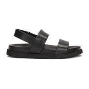 Kazar Svarta Läder Sandaler med Elastisk Rem Black, Herr