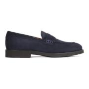 Kazar Marinblå Mocka Loafers Stilfull Modell Blue, Herr