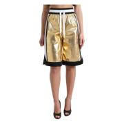 Dolce & Gabbana Gyllene höga metallic-shorts Yellow, Dam