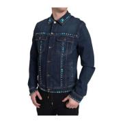 Dolce & Gabbana Turkos Denimjacka med Prydnader Blue, Herr