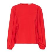 InWear Scarlet Blus med Puffärmar Red, Dam