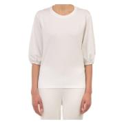 Le Tricot Perugia Puff Sleeve White T-Shirt White, Dam