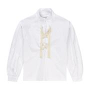 Munthe Elegant vit blus med slipsdetalj White, Dam