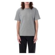 Saint Laurent Gråmelerad T-shirt med logobroderi Gray, Herr