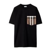 Burberry Svart T-shirt med Fickdetalj Black, Dam