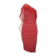 Elisabetta Franchi Asymmetrisk One-Shoulder Klänning med Dragkedja Red...