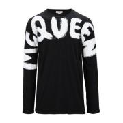 Alexander McQueen Herr Bomull Långärmad T-shirt Black, Herr