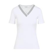 Peserico Vit T-shirt med silkeblandning White, Dam