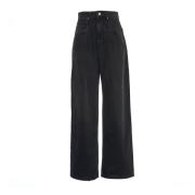 Isabel Marant Faded Black Wide-Leg Denim Jeans Black, Dam