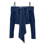 Nina Ricci Off Shoulder Denim Blue, Dam